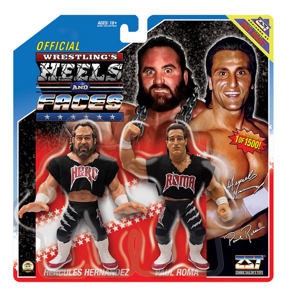 Wrestling's Heels and Faces Black Gear Hercules Hernandez and Paul Roma 4 1/2-Inch Scale Action Figure 2-Pack