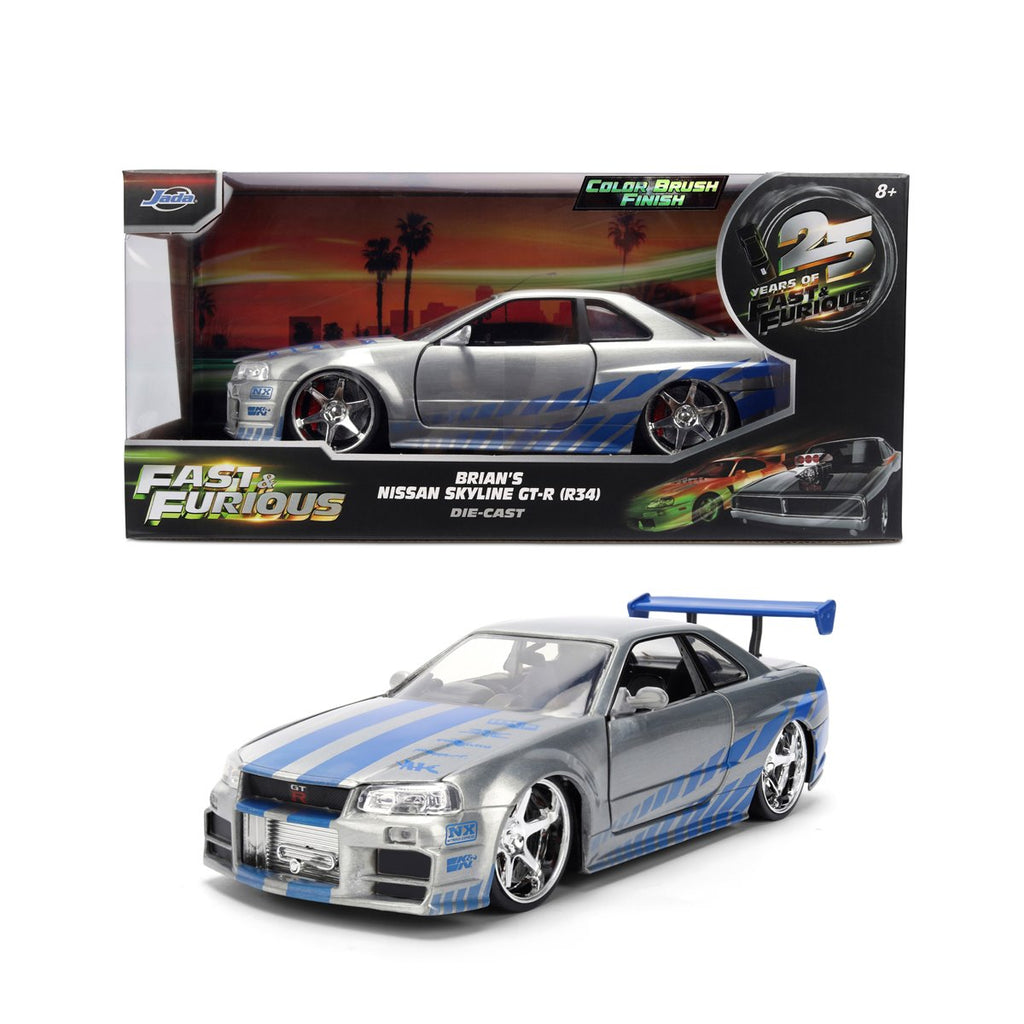 Fast and the Furious 25th Anniversary Brian's Nissan Skyline GT-R R34 1:24 Scale Die-Cast Metal Vehicle