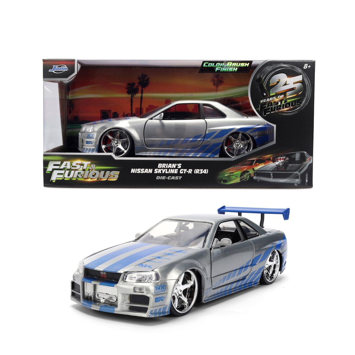 Fast and the Furious 25th Anniversary Brian's Nissan Skyline GT-R R34 1:24 Scale Die-Cast Metal Vehicle