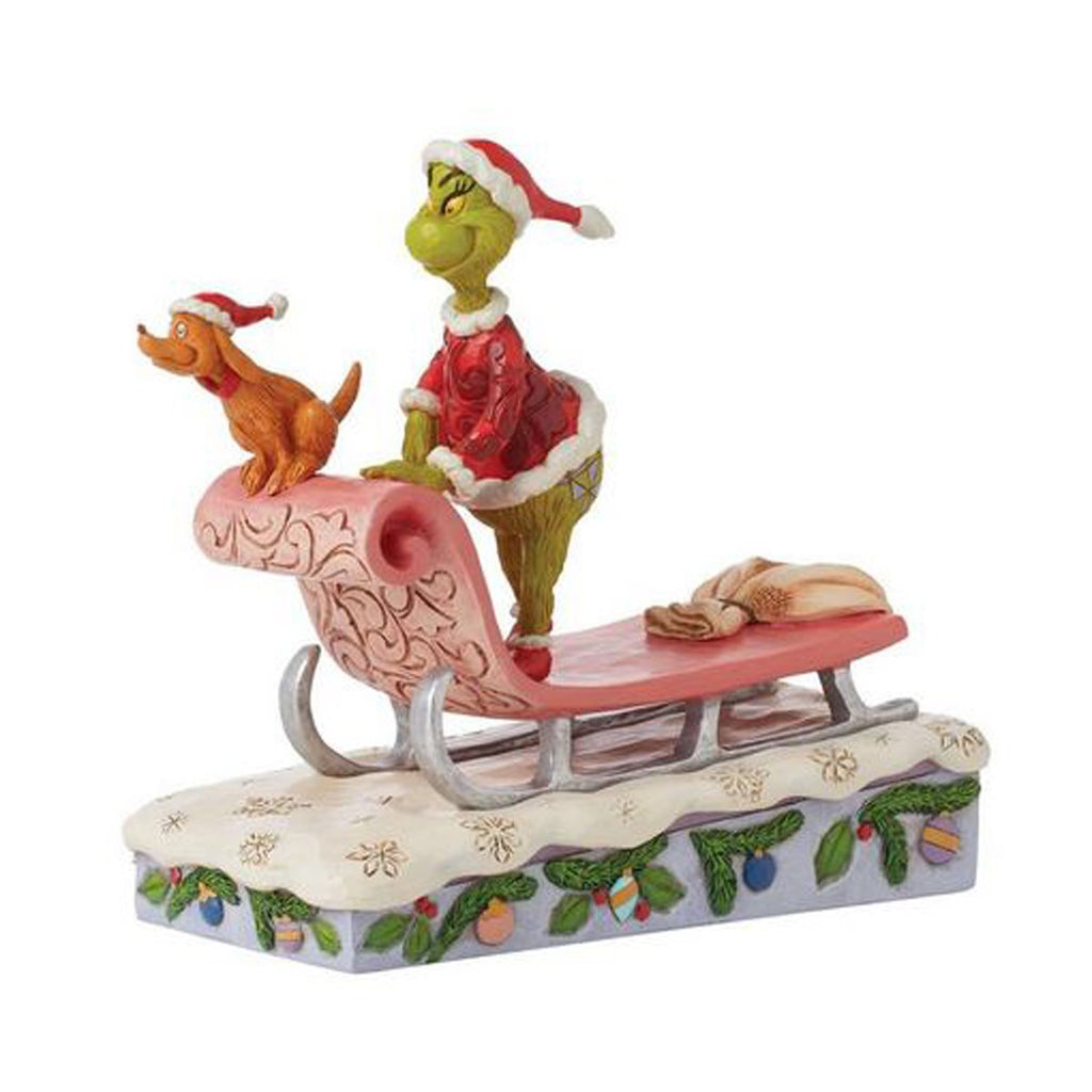 Dr. Seuss Grinch and Max on Sled By Jim Shore Statue