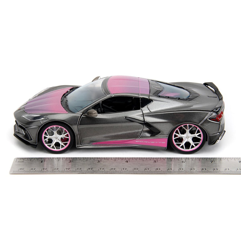 Pink Slips 2020 Corvette Stingray with Base 1:24 Scale Die-Cast Metal Vehicle
