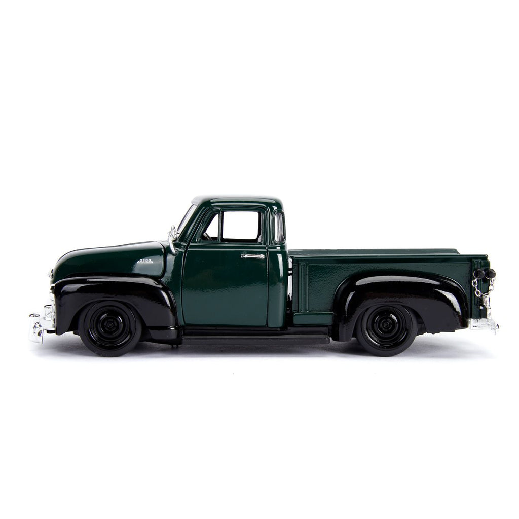 Just Trucks 1953 Chevrolet Pickup Dark Green 1:24 Scale Die-Cast Metal Vehicle with Tire Rack