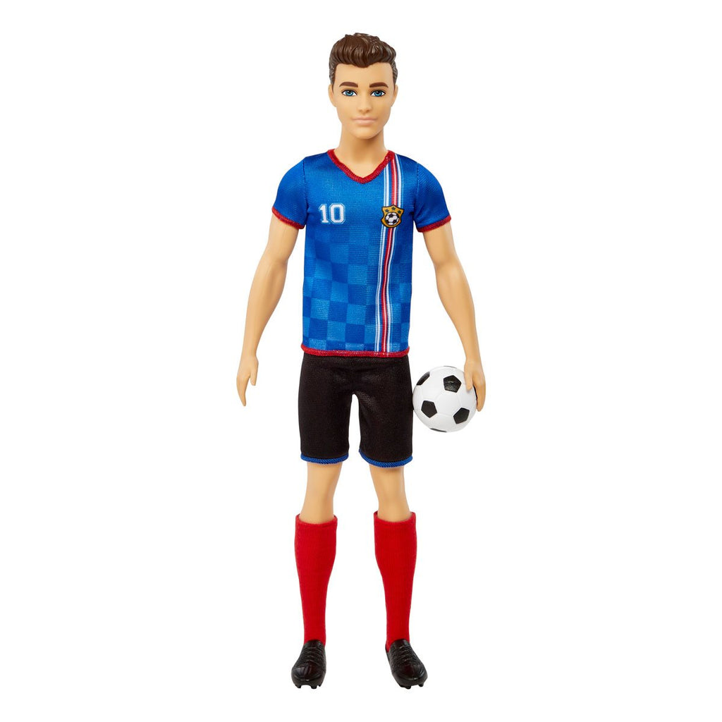 Barbie Ken Soccer Player Doll with Blue Shirt and Black Shorts
