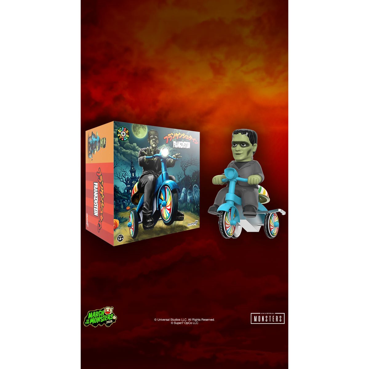 Universal Monsters Frankenstein (Black with Blue Trike) Super Cycles Vinyl Figure