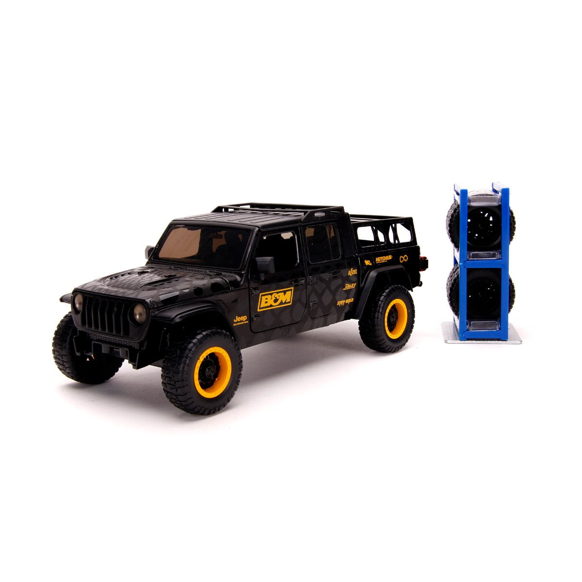 Just Trucks 2020 Jeep Gladiator Black 1:24 Scale Die-Cast Metal Vehicle with Tire Rack