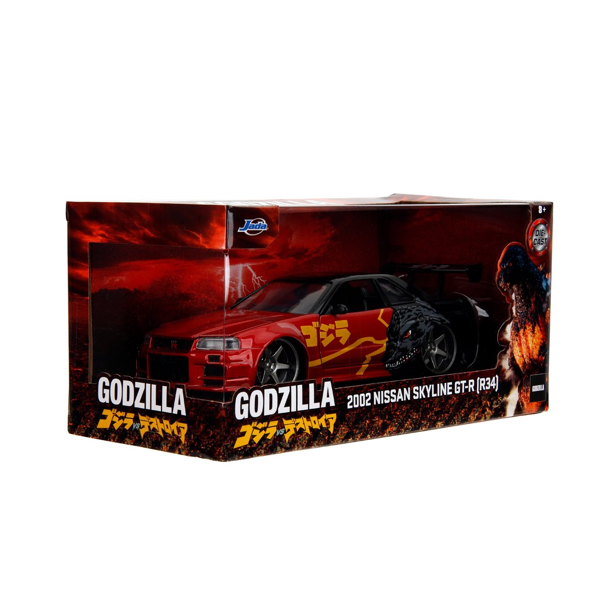 Hollywood Rides Godzilla 2002 Nissan Skyline GT-R R34 1:24 Scale Die-Cast Metal Vehicle