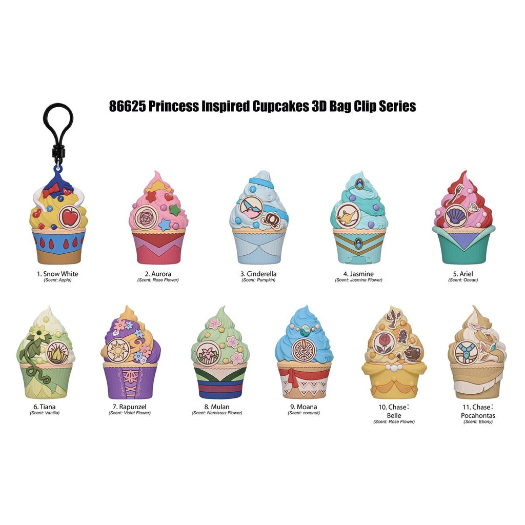 Disney Princesses Cupcakes Series 70 Scented 3D Foam Bag Clip Random 6-Pack