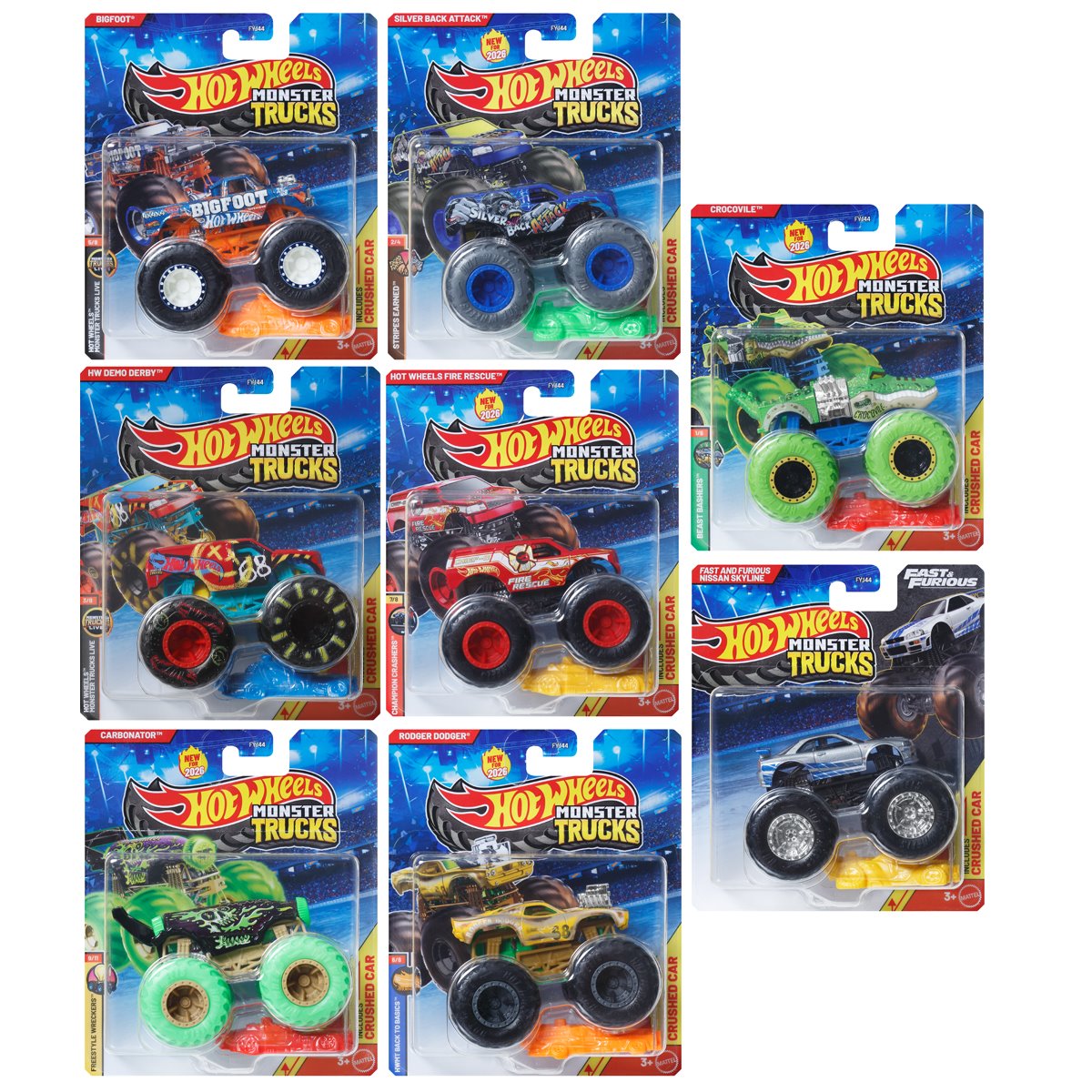 Hot Wheels Monster Trucks 1:64 Scale Vehicle 2026 Mix 4 Case of 8