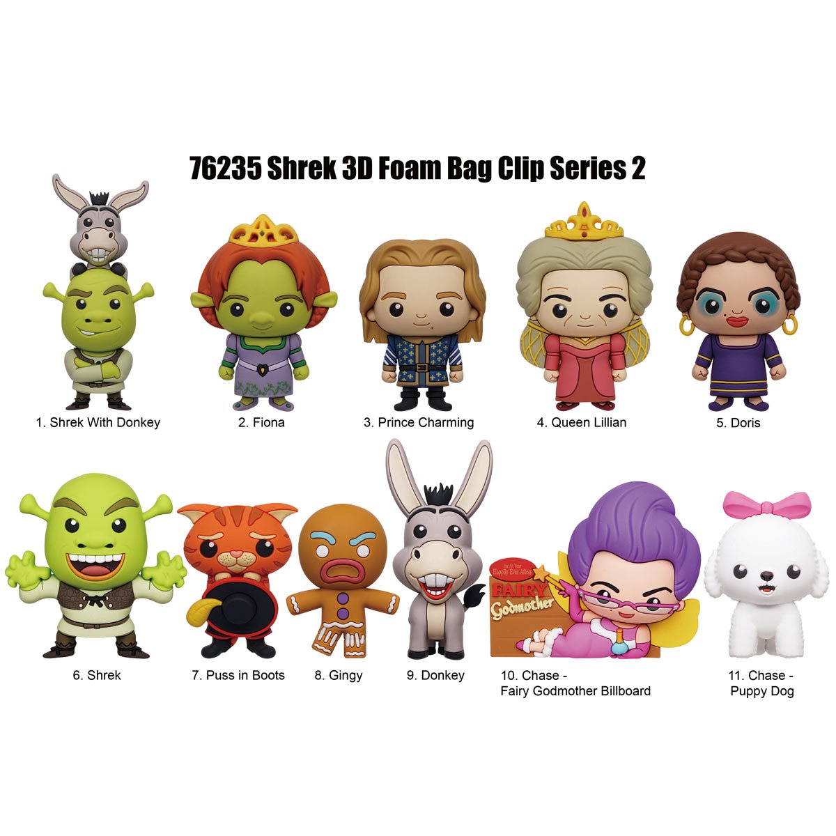 Shrek Series 2 3D Foam Bag Clip Display Case of 24