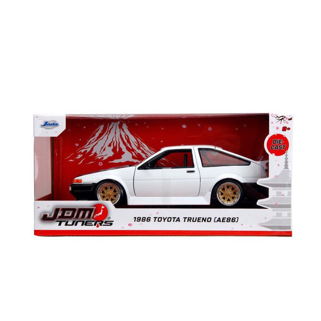 JDM Tuners 1986 AE86 Toyota Trueno White 1:24 Scale Die-Cast Metal Vehicle