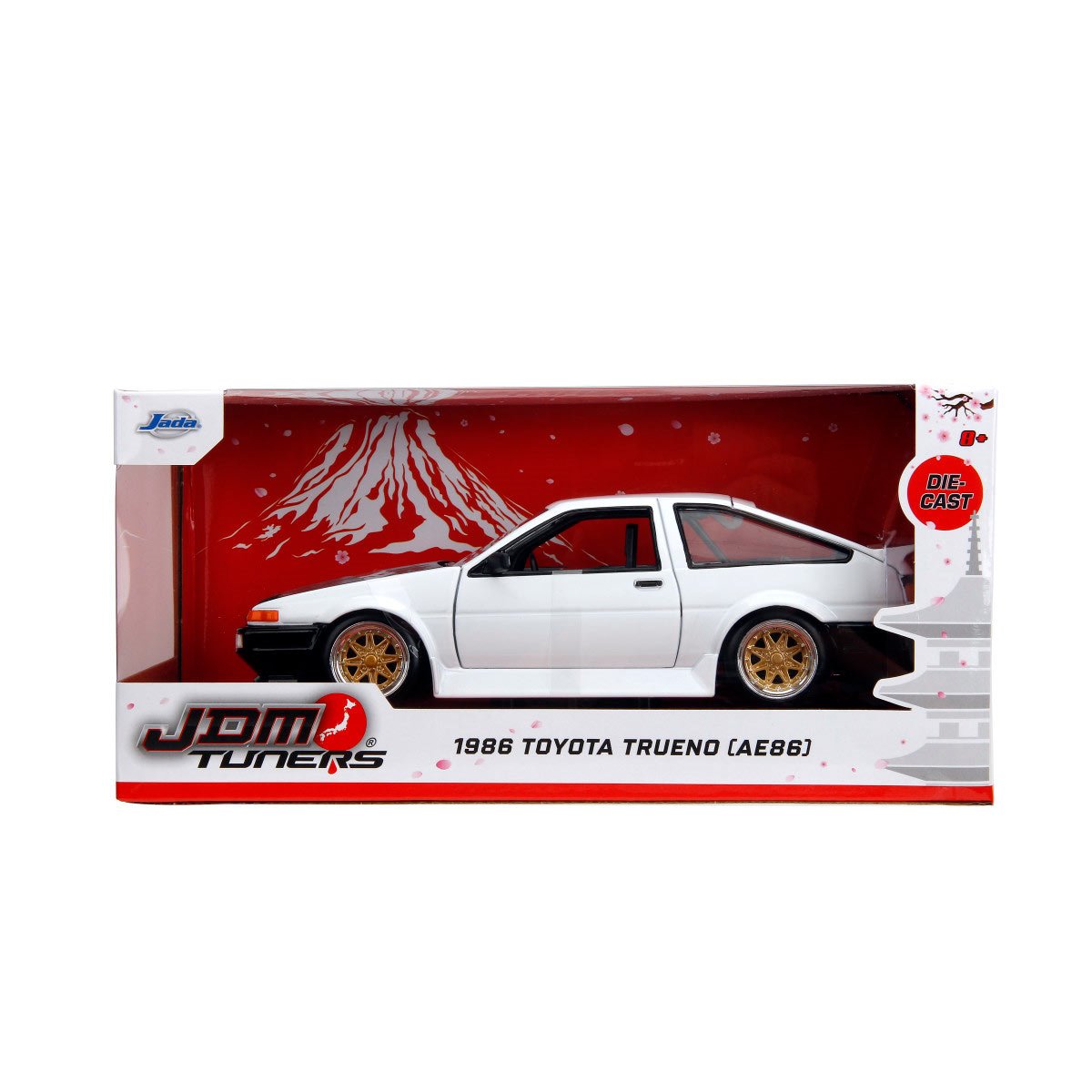 JDM Tuners 1986 AE86 Toyota Trueno White 1:24 Scale Die-Cast Metal Vehicle