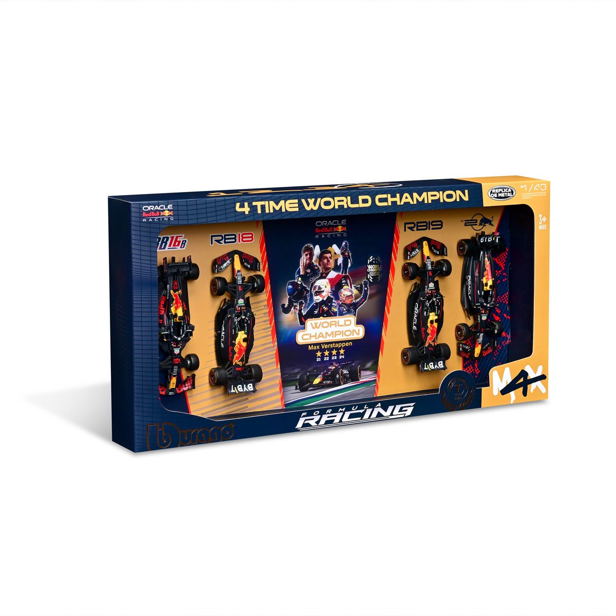 Formula 1 Oracle Red Bull 4-Time World Champion 1:43 Scale Die-Cast Metal Vehicle 4-Pack