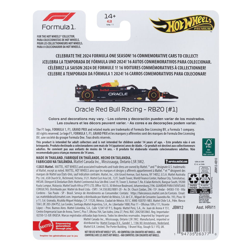 Hot Wheels Formula 1 2025 Mix 3 Vehicle Case of 8