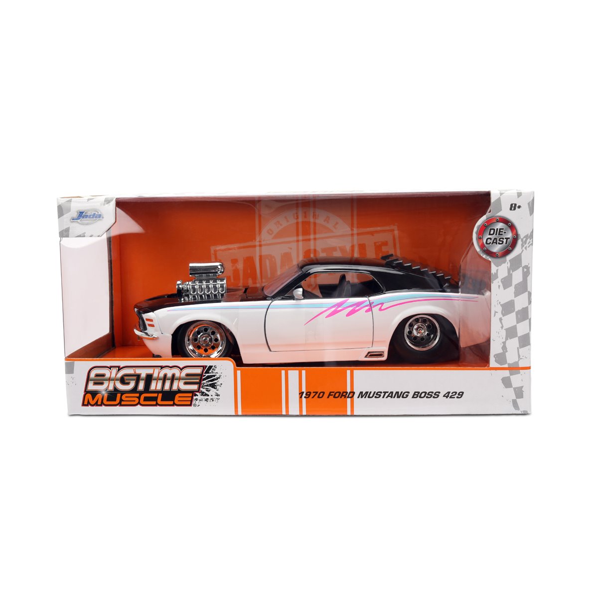 Bigtime Muscle 1970 Ford Mustang Boss 429 Glossy White 1:24 Scale Die-Cast Metal Vehicle