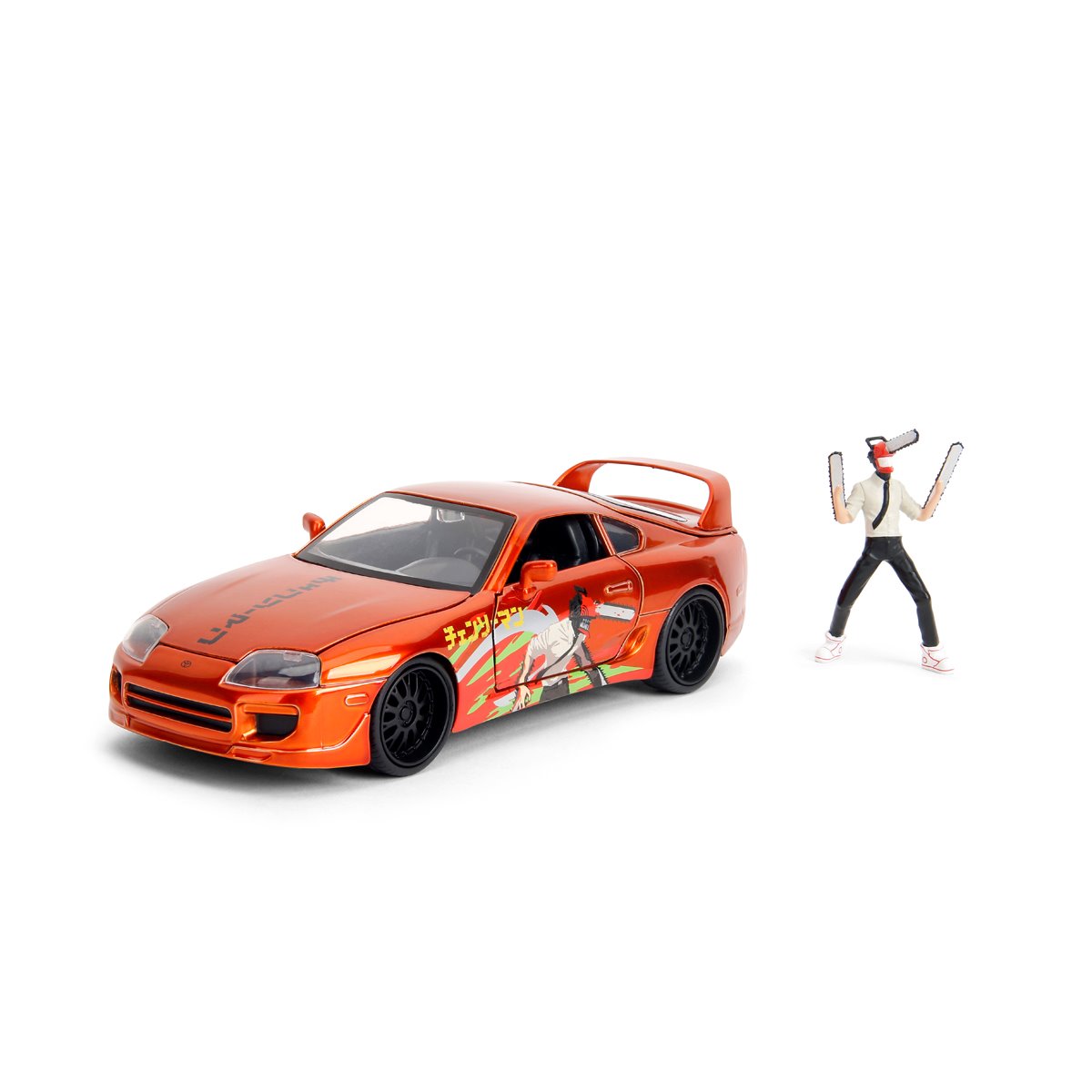 Hollywood Rides Chainsaw Man 1995 Toyota Supra 1:24 Scale Die-Cast Metal Vehicle with Chainsaw Man Figure