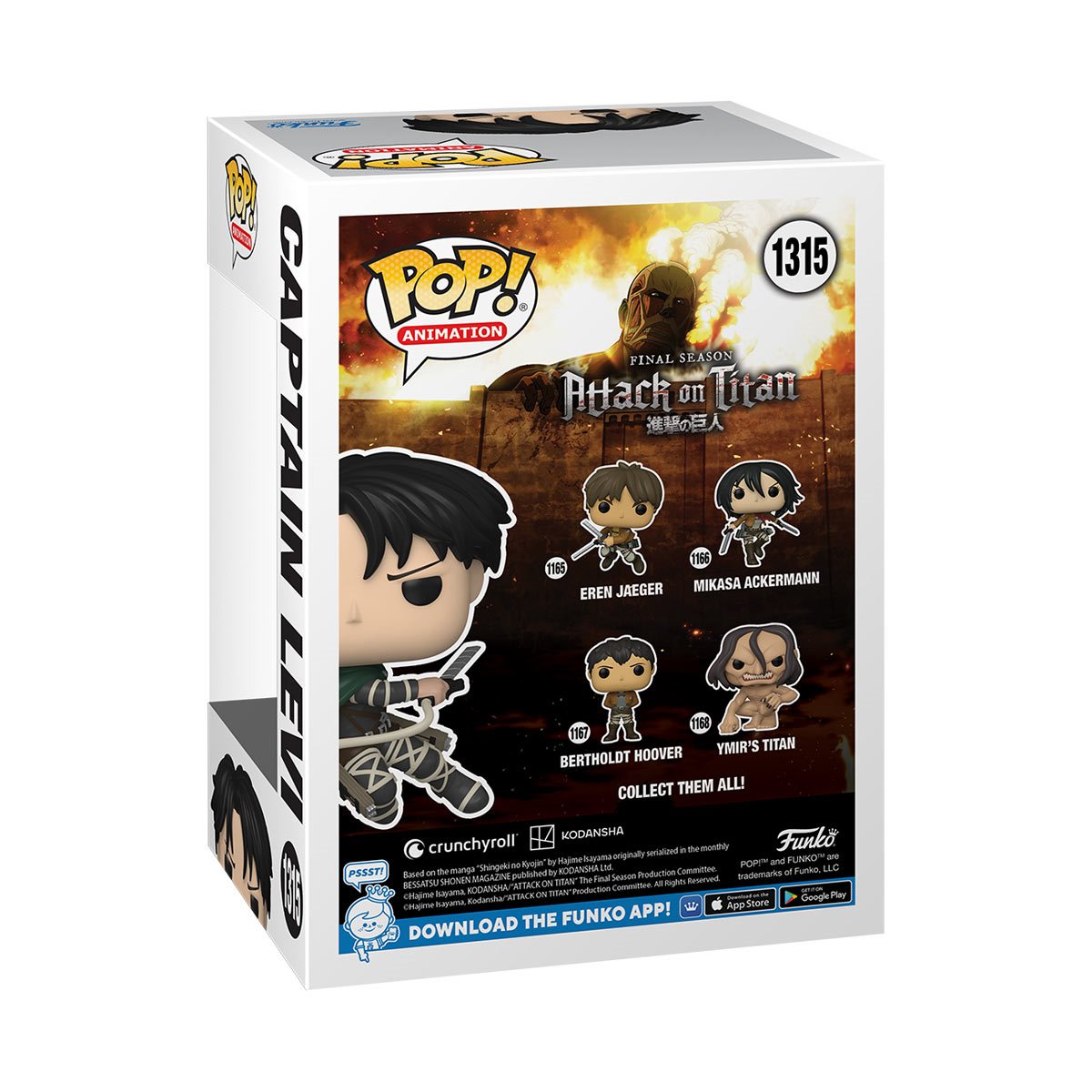 Attack on Titan Captain Levi Ackerman Funko Pop! Vinyl Figure #1315 - AAA Anime Exclusive