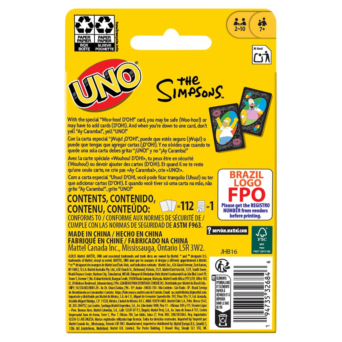The Simpsons UNO Card Game