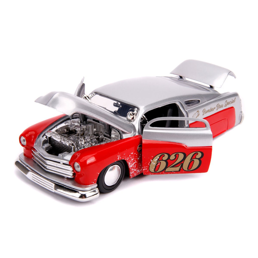 Bigtime Muscle 1951 Mercury Coupe Red and Silver 1:24 Scale Die-Cast Metal Vehicle
