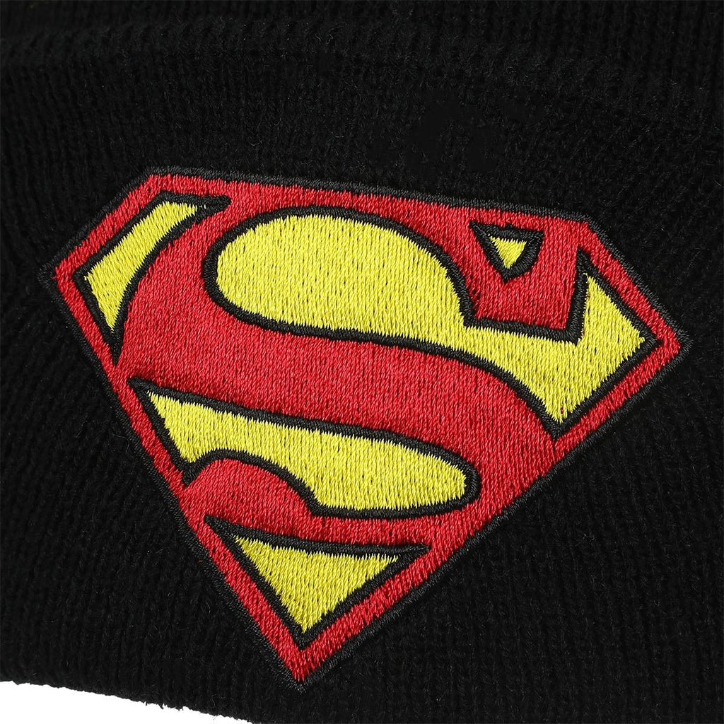 Superman Logo Embroidered Knit Cuff Beanie