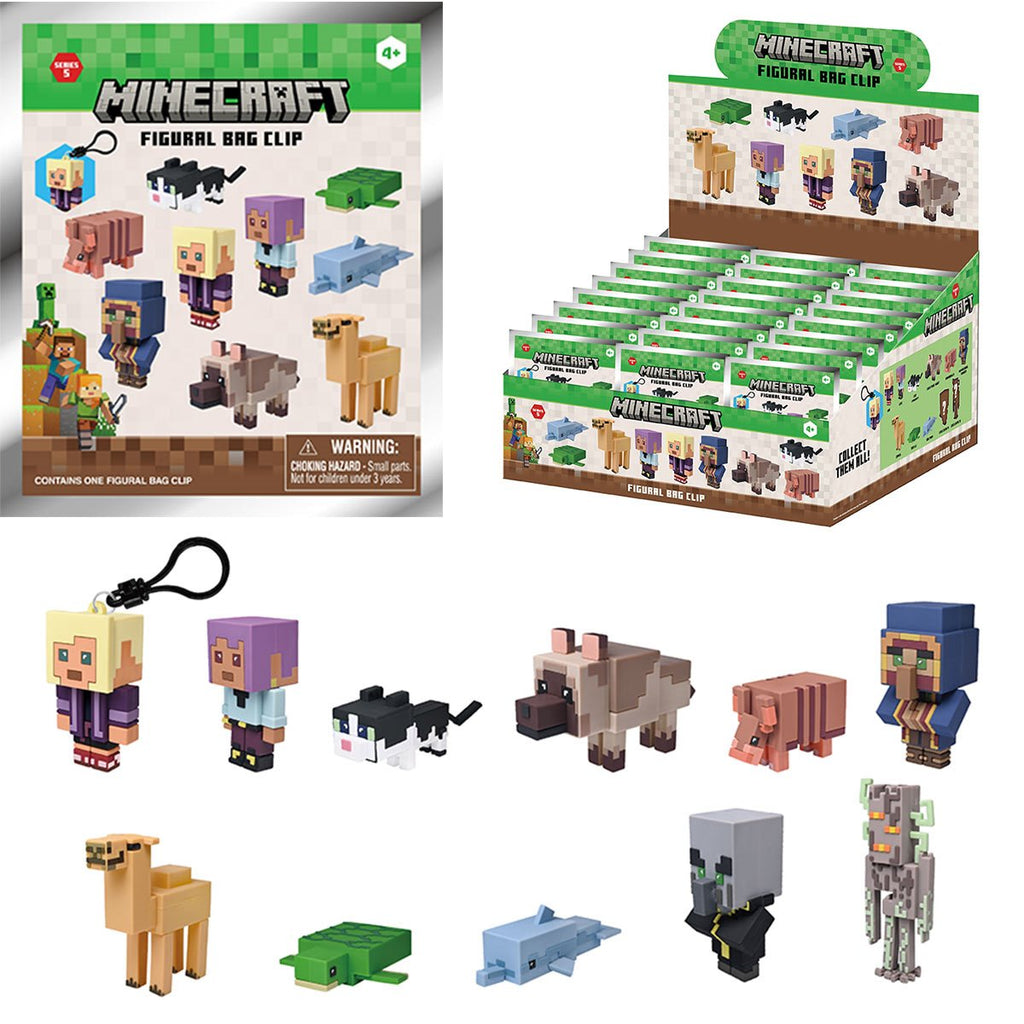Minecraft Series 5 3D Foam Bag Clip Display Case of 24