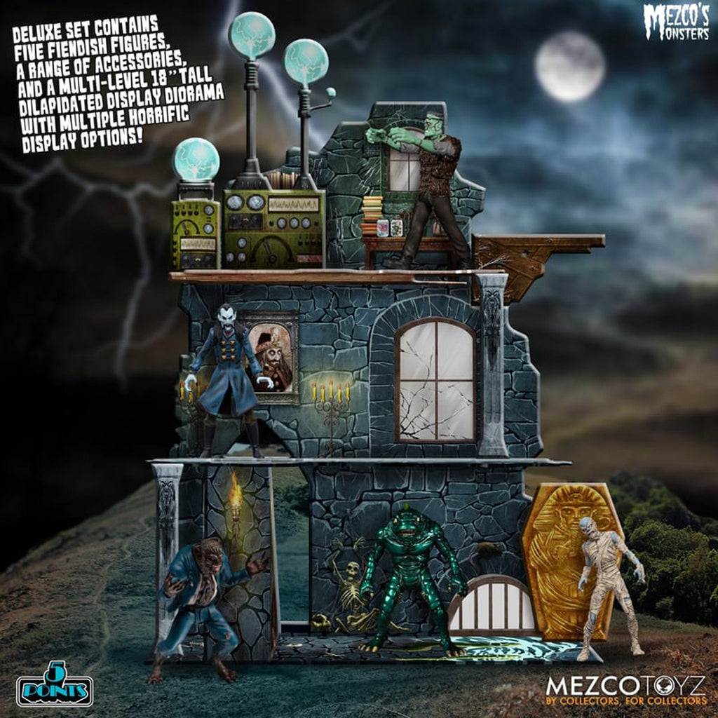 Mezco's Monsters Tower of Fear 5 Points Action Figures Deluxe Playset