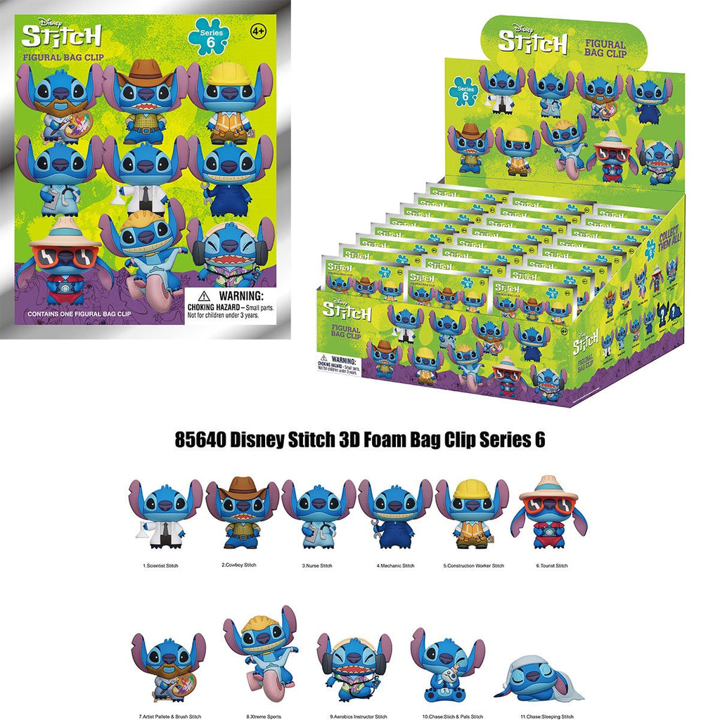 Lilo & Stitch Stitch Series 6 3D Foam Bag Clip Random 6-Pack
