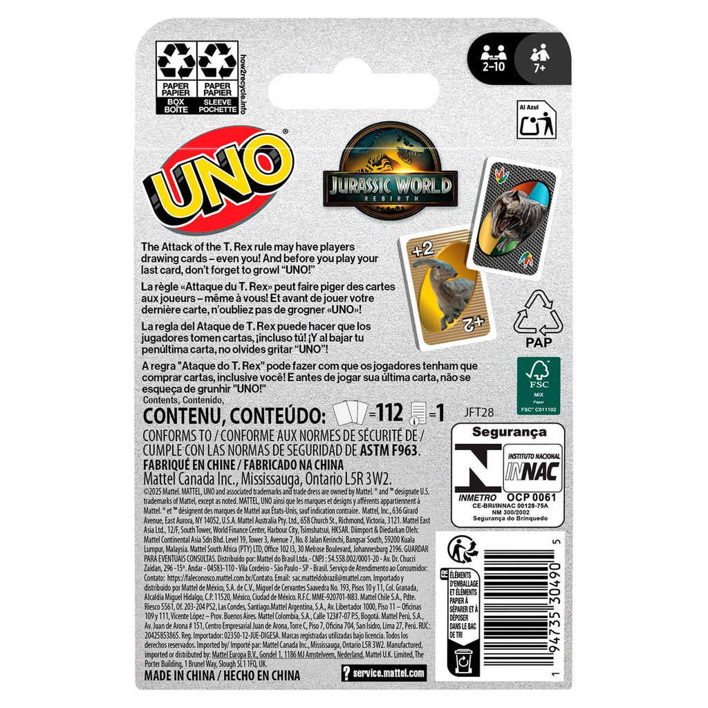 Jurassic World 4 UNO Card Game