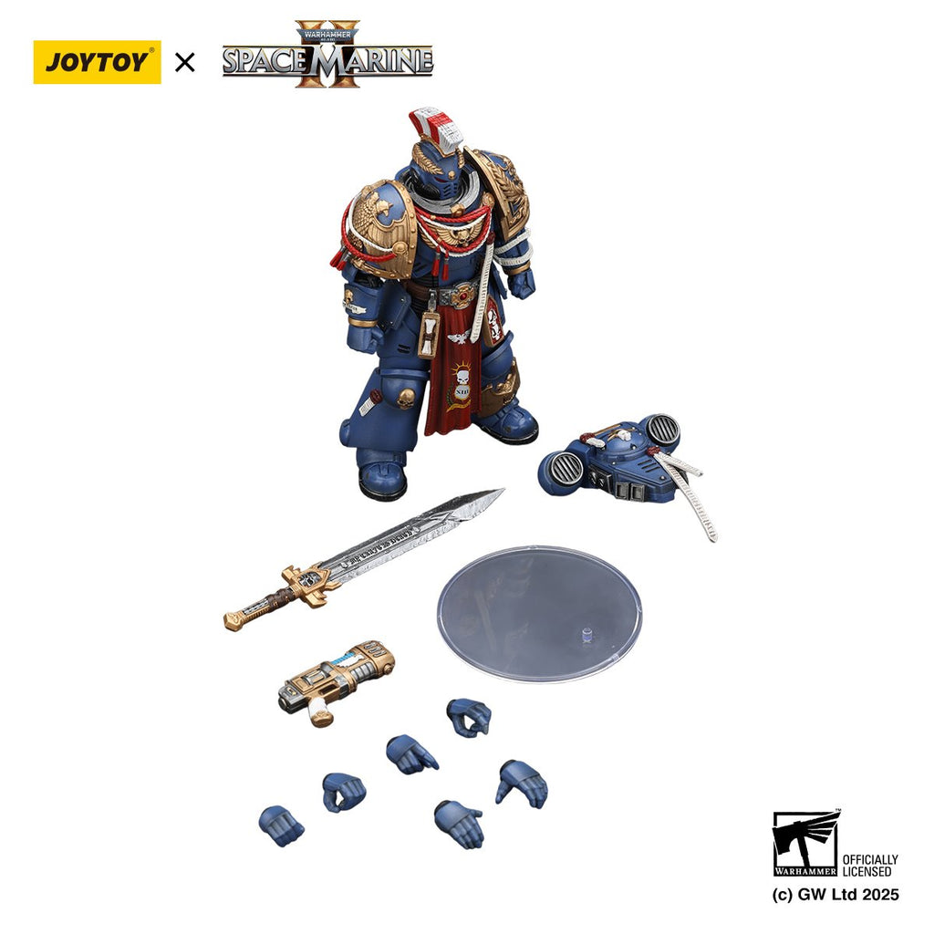 Joy Toy Warhammer Space Marine Ultramarine Relic Primus Armour Plasma Pistol and Combat Blade 1:18 Scale Action Figure