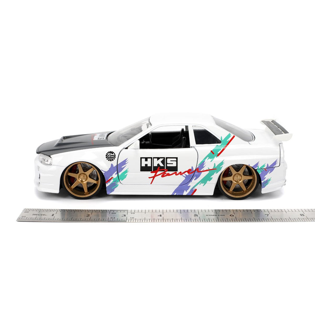 JDM Tuners 2002 Nissan Skyline GT-R R34 Glossy White 1:24 Scale Die-Cast Metal Vehicle