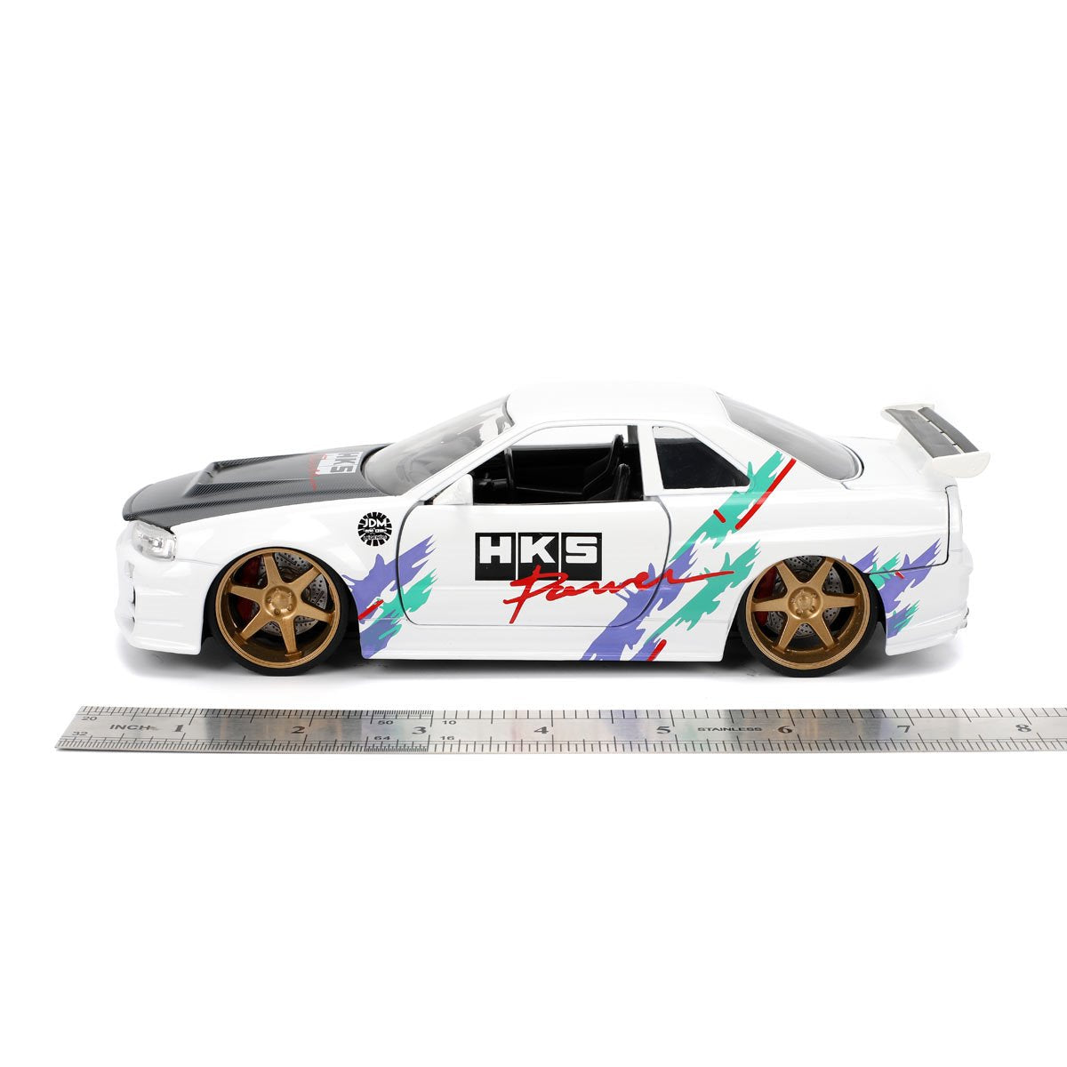 JDM Tuners 2002 Nissan Skyline GT-R R34 Glossy White 1:24 Scale Die-Cast Metal Vehicle