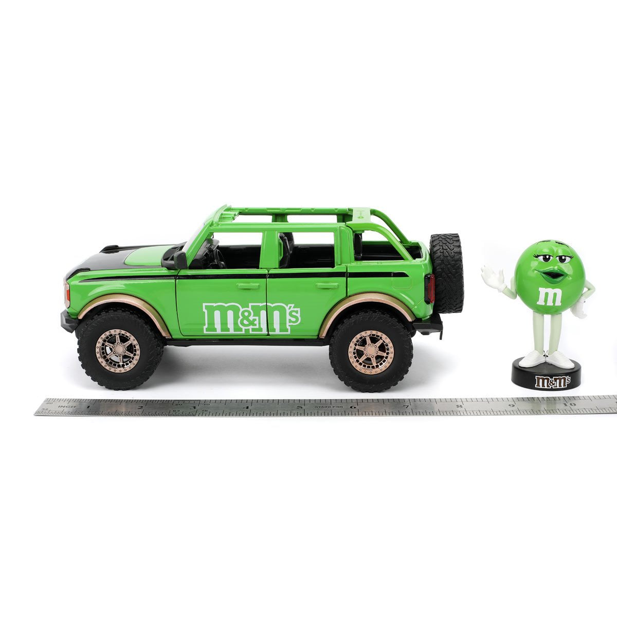 M&M's 2021 Ford Bronco 1:24 Scale Die-Cast Metal Vehicle with Green Figure