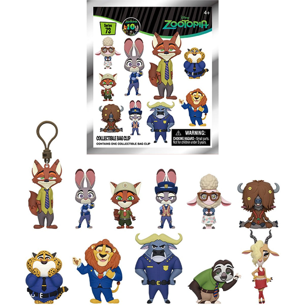 Zootopia 10th Anniversary Series 73 3D Foam Bag Clip Display Case of 24