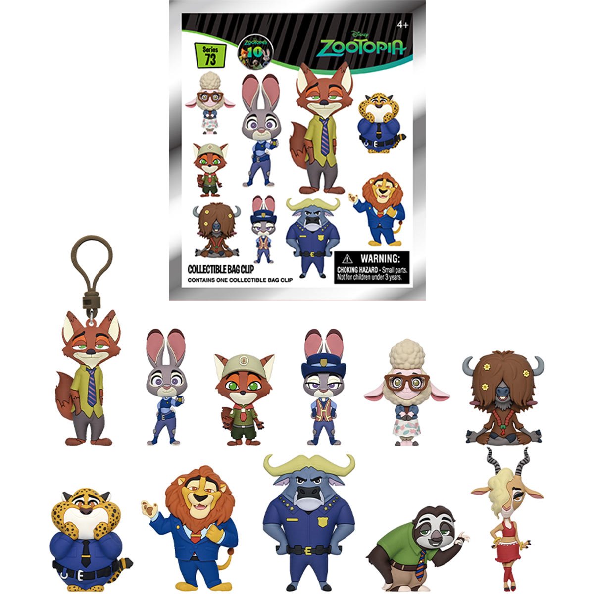 Zootopia 10th Anniversary Series 73 3D Foam Bag Clip Display Case of 24