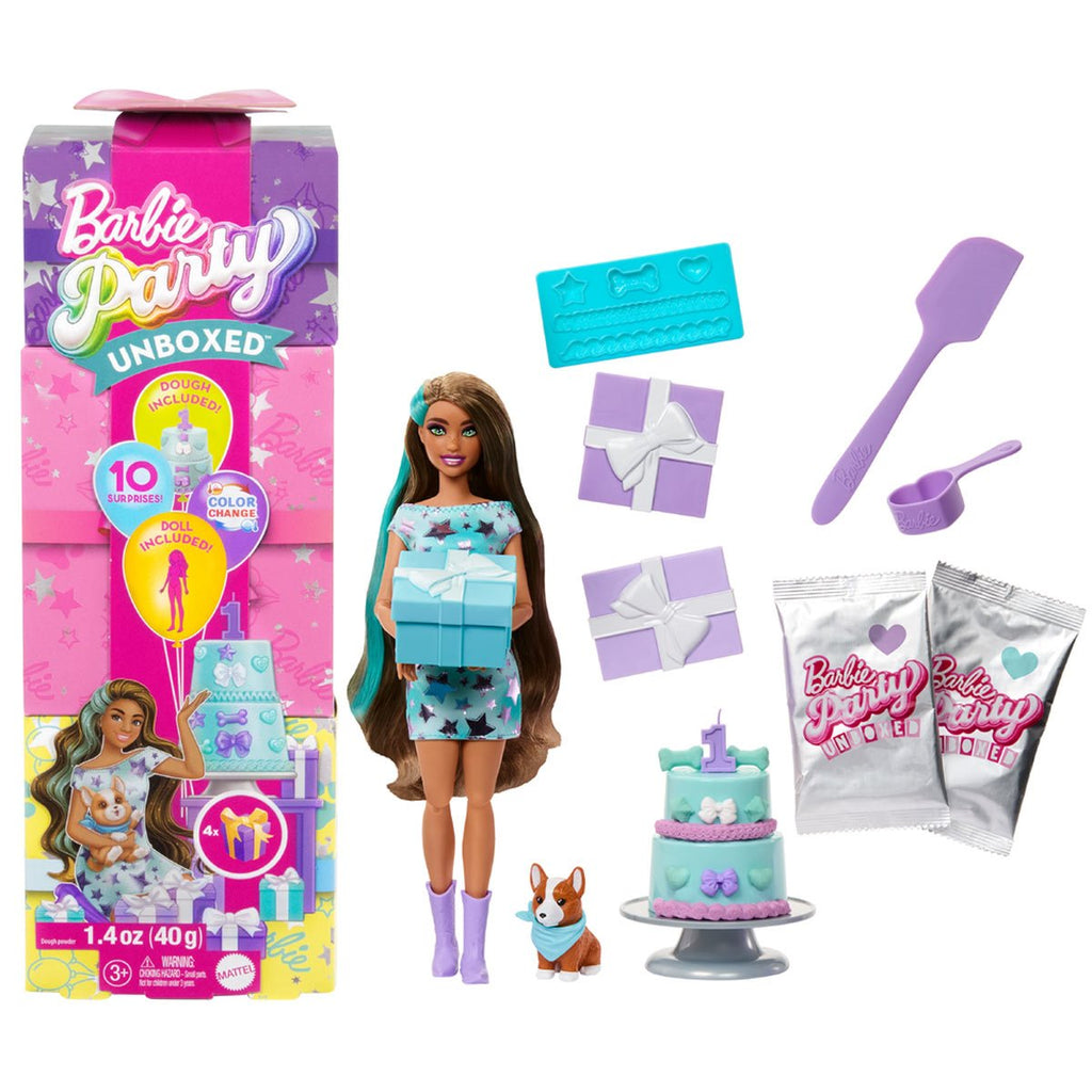 Barbie Party Unboxed Pet Birthday Series Doll Set Case of 3