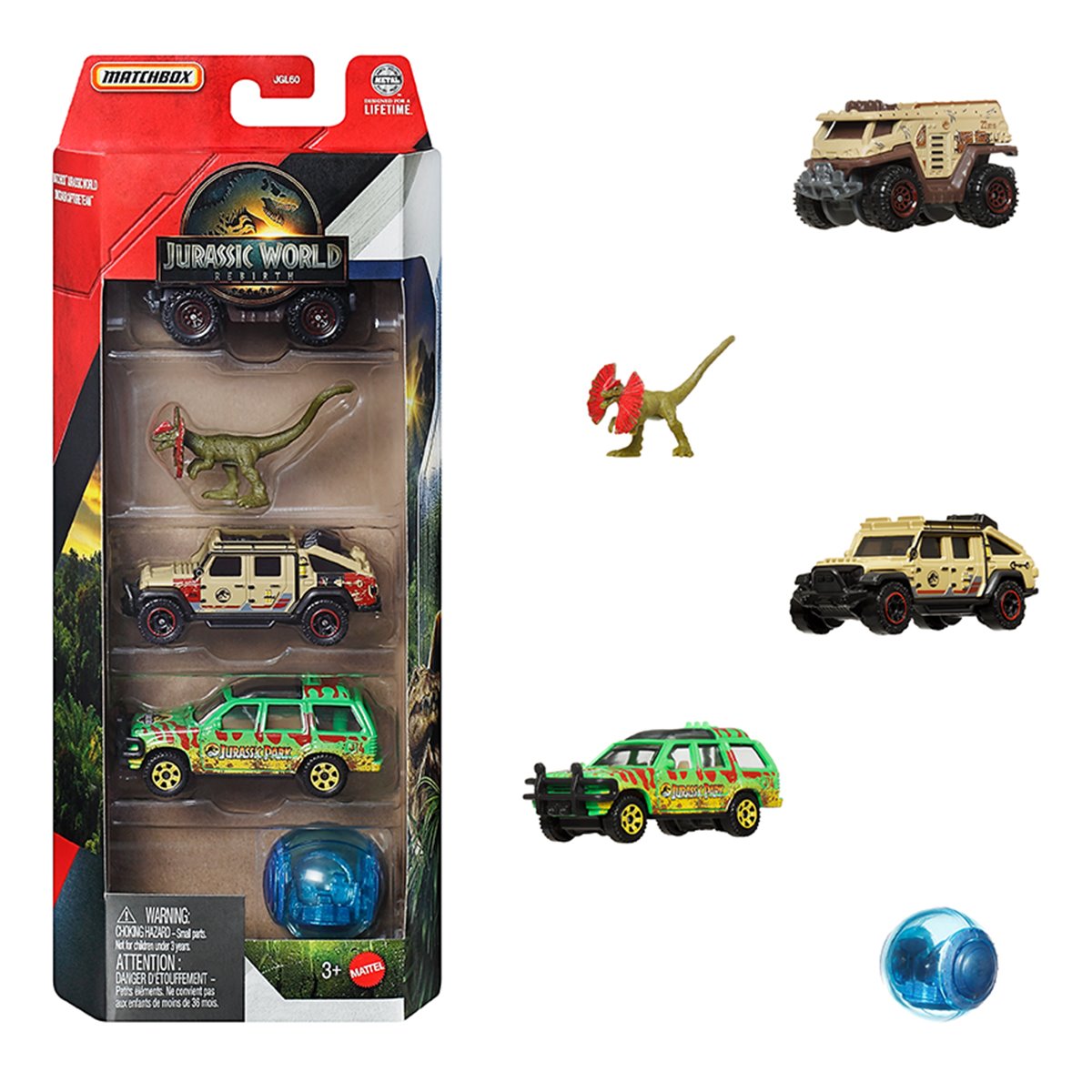 Matchbox Jurassic World 5-Pack 2025 Mix 1A Case of 12