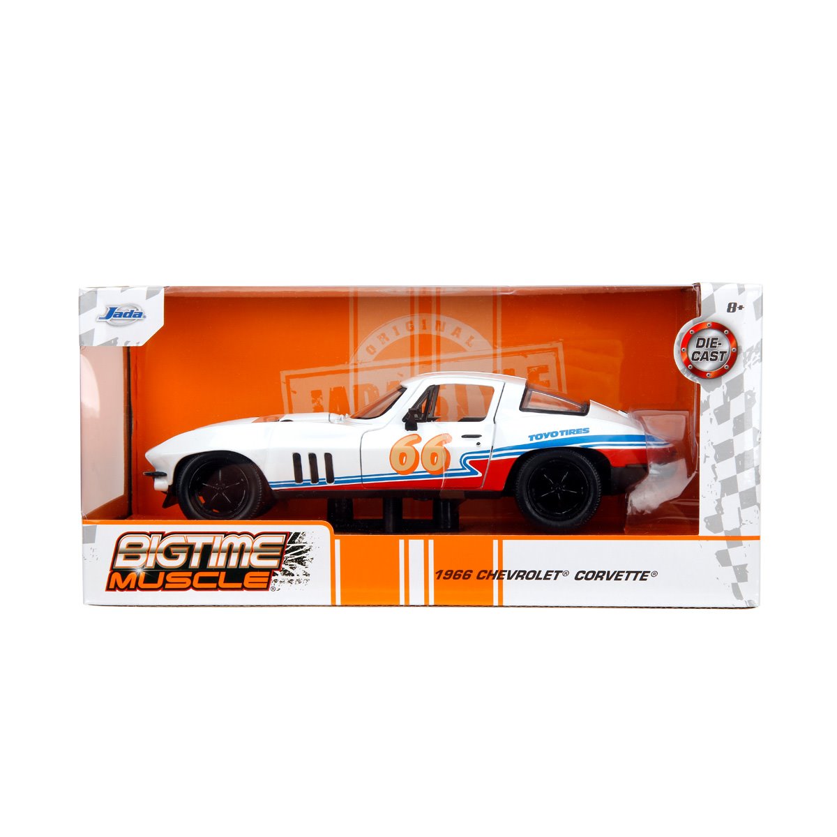 Bigtime Muscle 1966 Chevrolet Corvette Stingray White 1:24 Scale Die-Cast Metal Vehicle