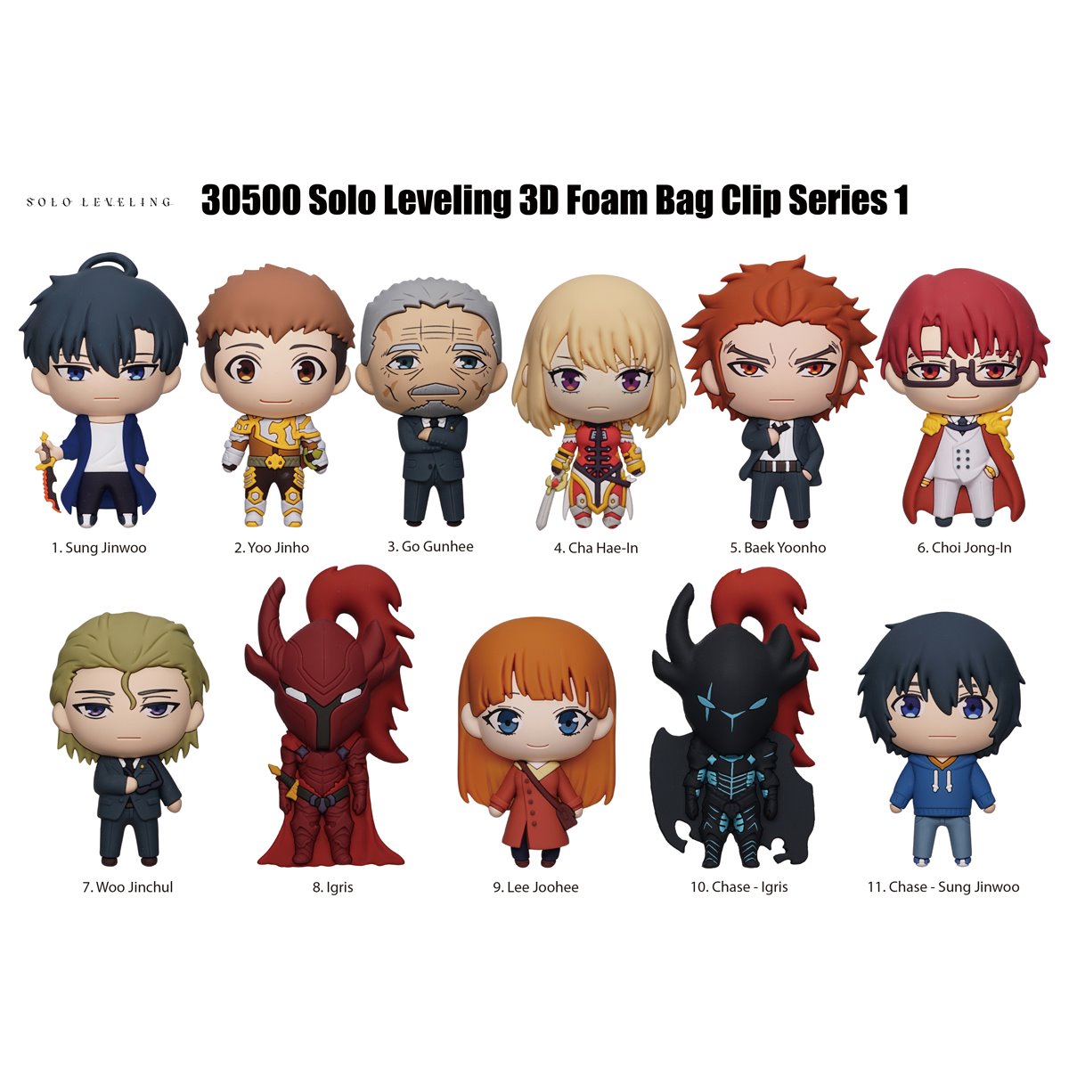 Solo Leveling 3D Foam Bag Clip Display Case of 24