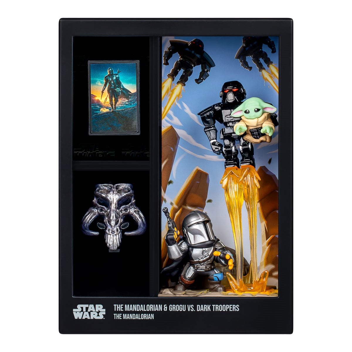 Star Wars The Mandalorian & Grogu Vs. Dark Troopers Fandrop Figure Diorama