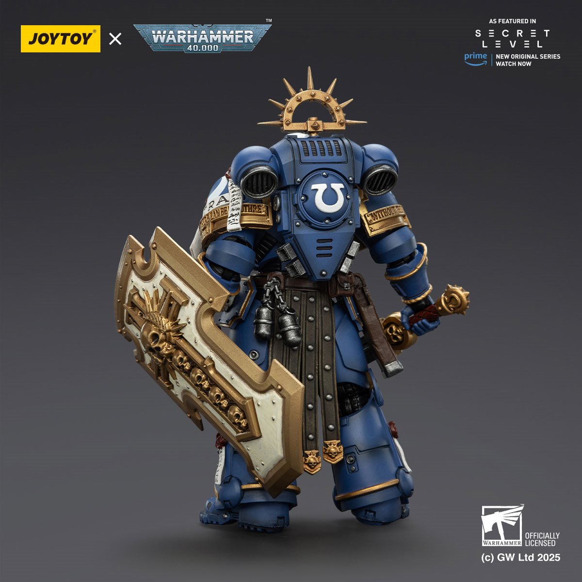 Joy Toy Warhammer 40,000 Ultramarines Torvald with Power Sword, Stormshield and Bolt Pistol 1:18 Scale Action Figure
