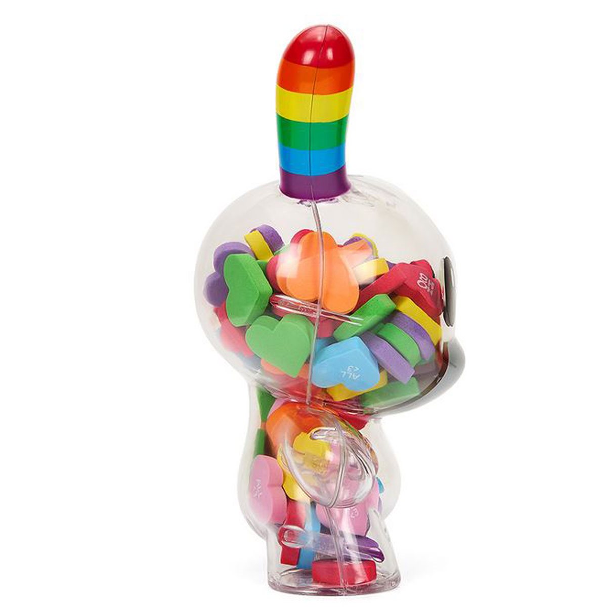 Kidrobot x NOH8 All Love 8-Inch Rainbow Clear Shell Dunny with Hearts