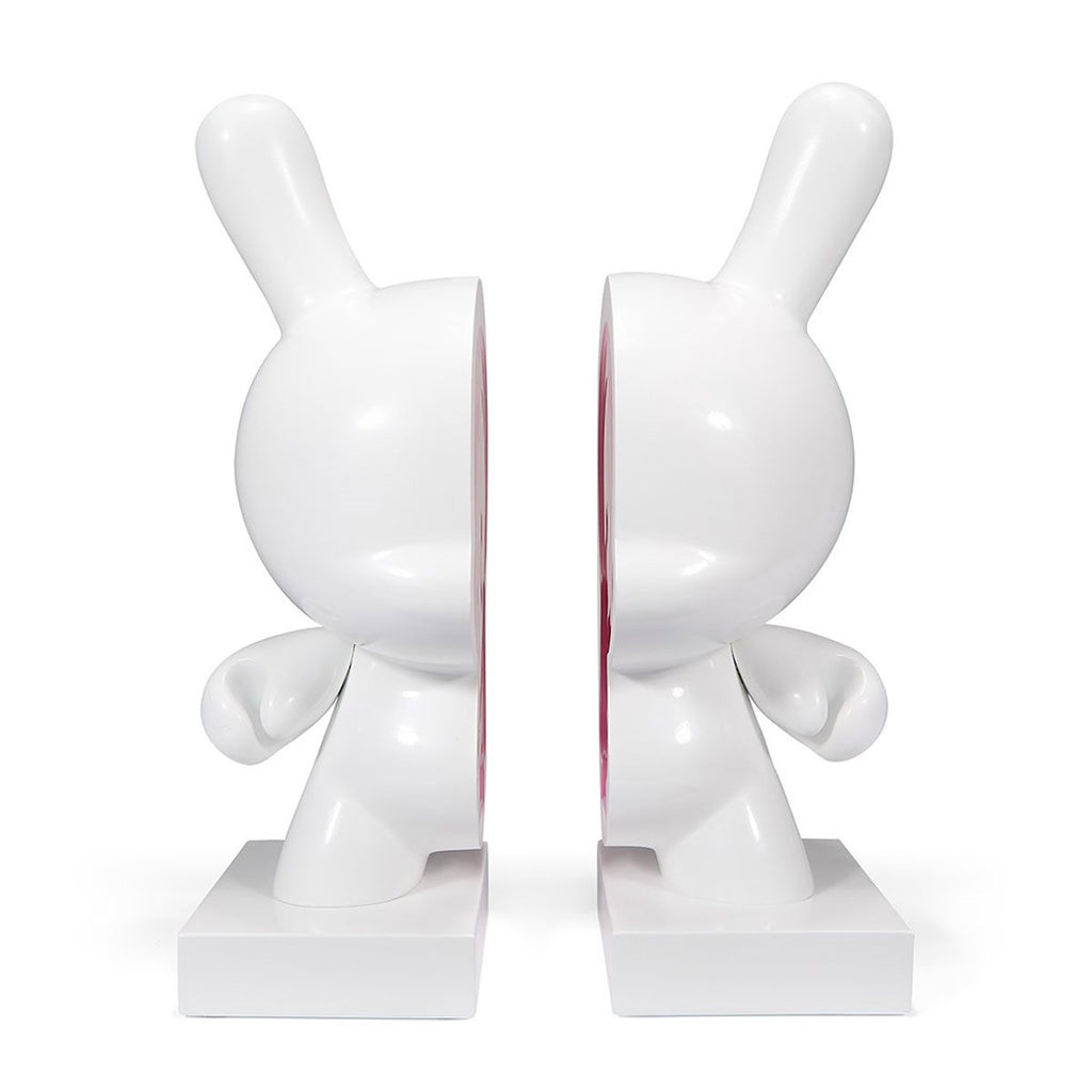 Dunny Lustre Gloss White and Pink 10-Inch Resin Bookends