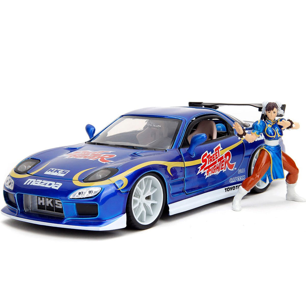 Hollywood Rides Street Fighter Chun-Li 1993 Mazda RX-7 1:24 Scale Die-Cast Metal Vehicle with Figure