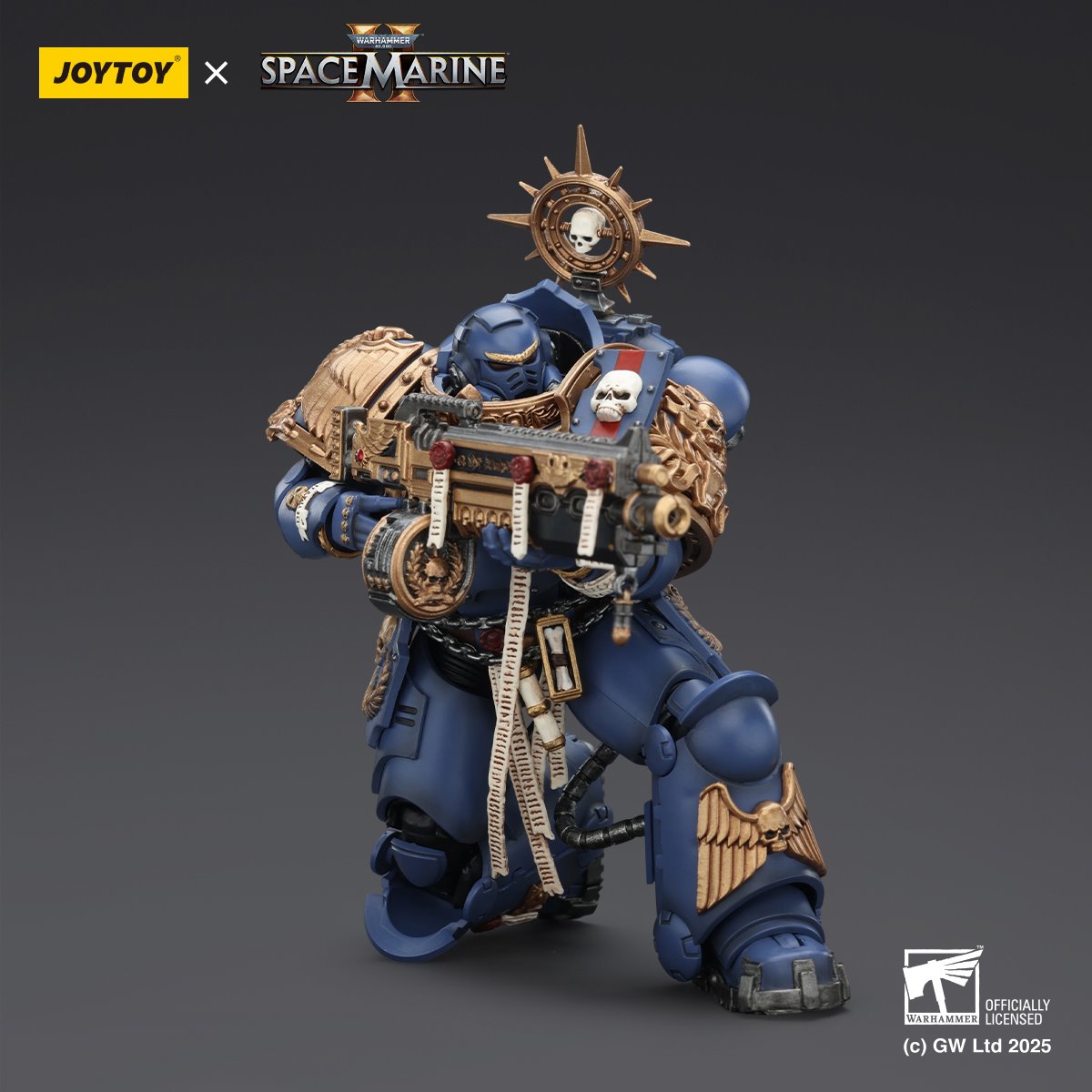 Joy Toy Warhammer Space Marine Ultramarine Heavy Relic Primus Armour and Heavy Relic Bolt Rifle 1:18 Scale Action Figure