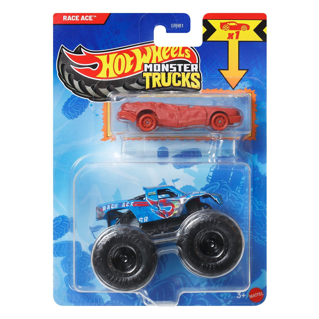 Hot Wheels Monster Truck Plus Car 1:64 Scale Vehicle 2-Pack 2026 Mix 2 Case of 8