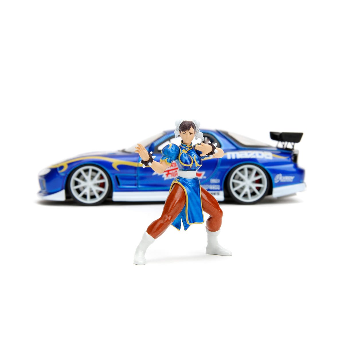 Hollywood Rides Street Fighter Chun-Li 1993 Mazda RX-7 1:24 Scale Die-Cast Metal Vehicle with Figure