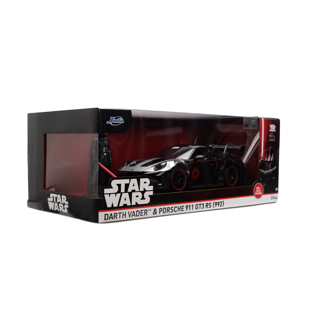 Hollywood Rides Star Wars Porsche 911 GT3 RS 992 1:24 Scale Die-Cast Metal Vehicle with Darth Vader Figure