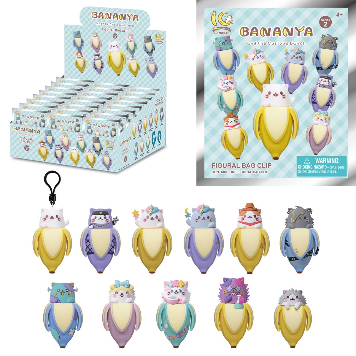 Bananya Series 2 3D Foam Bag Clip Random 6-Pack