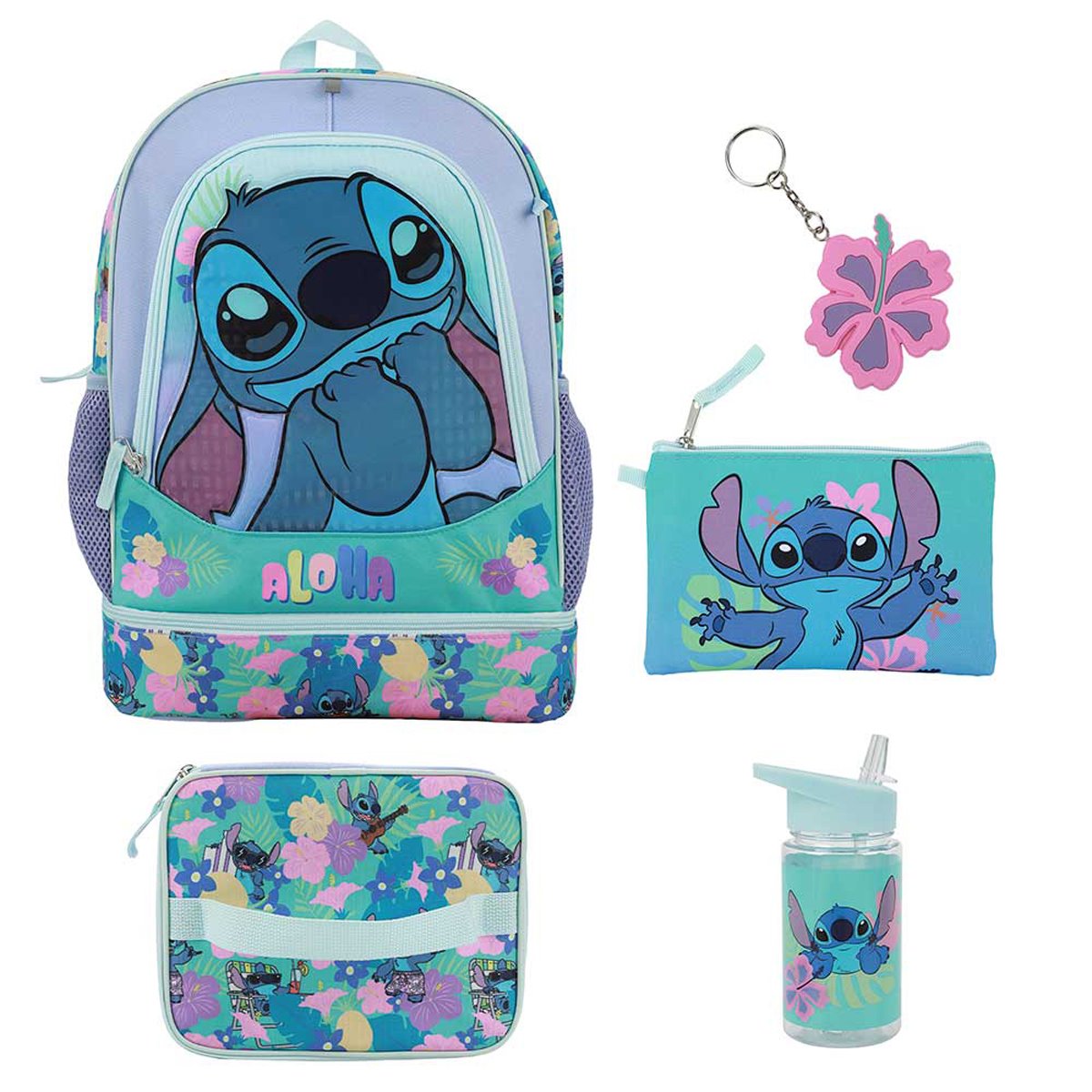 Lilo & Stitch Aloha Floral Print Youth Backpack 5-Piece Set