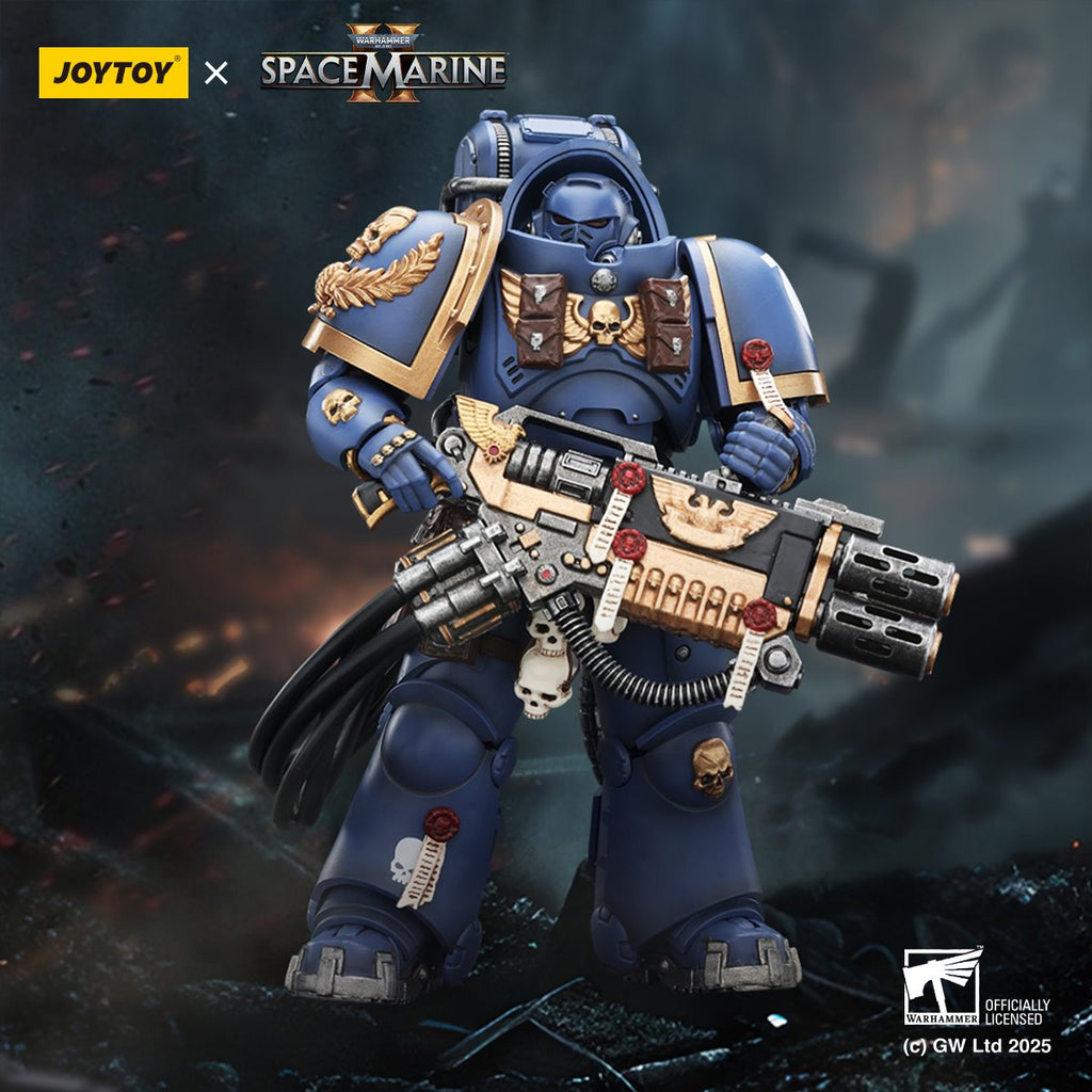 Joy Toy Warhammer Space Marine Ultramarine Heavy Artificer Armour with Relic Multi-Melta 1:18 Scale Action Figure
