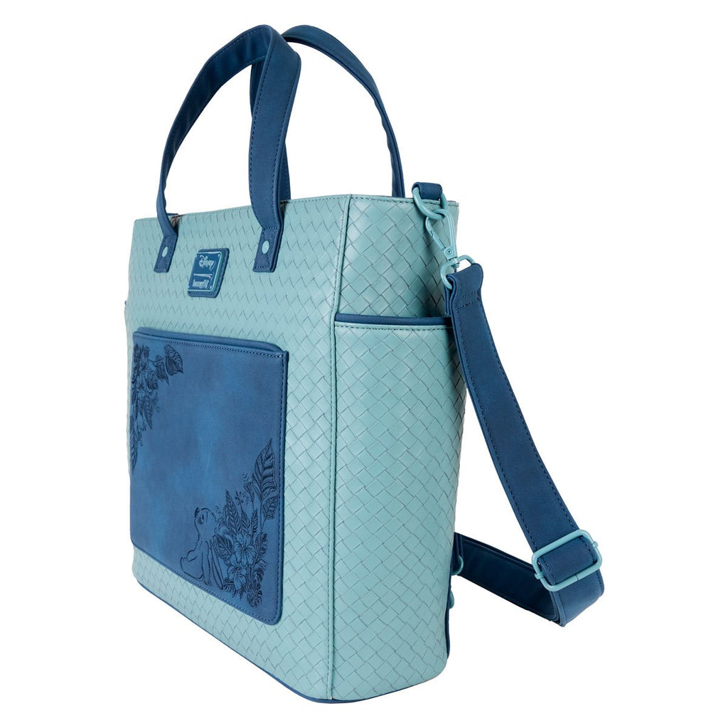 Lilo & Stitch Suede Stitch with Flowers Convertible Tote Bag